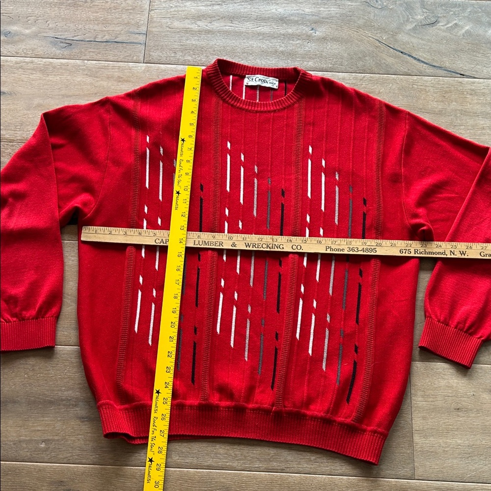 Red Sweater With Patterned Design - image 5